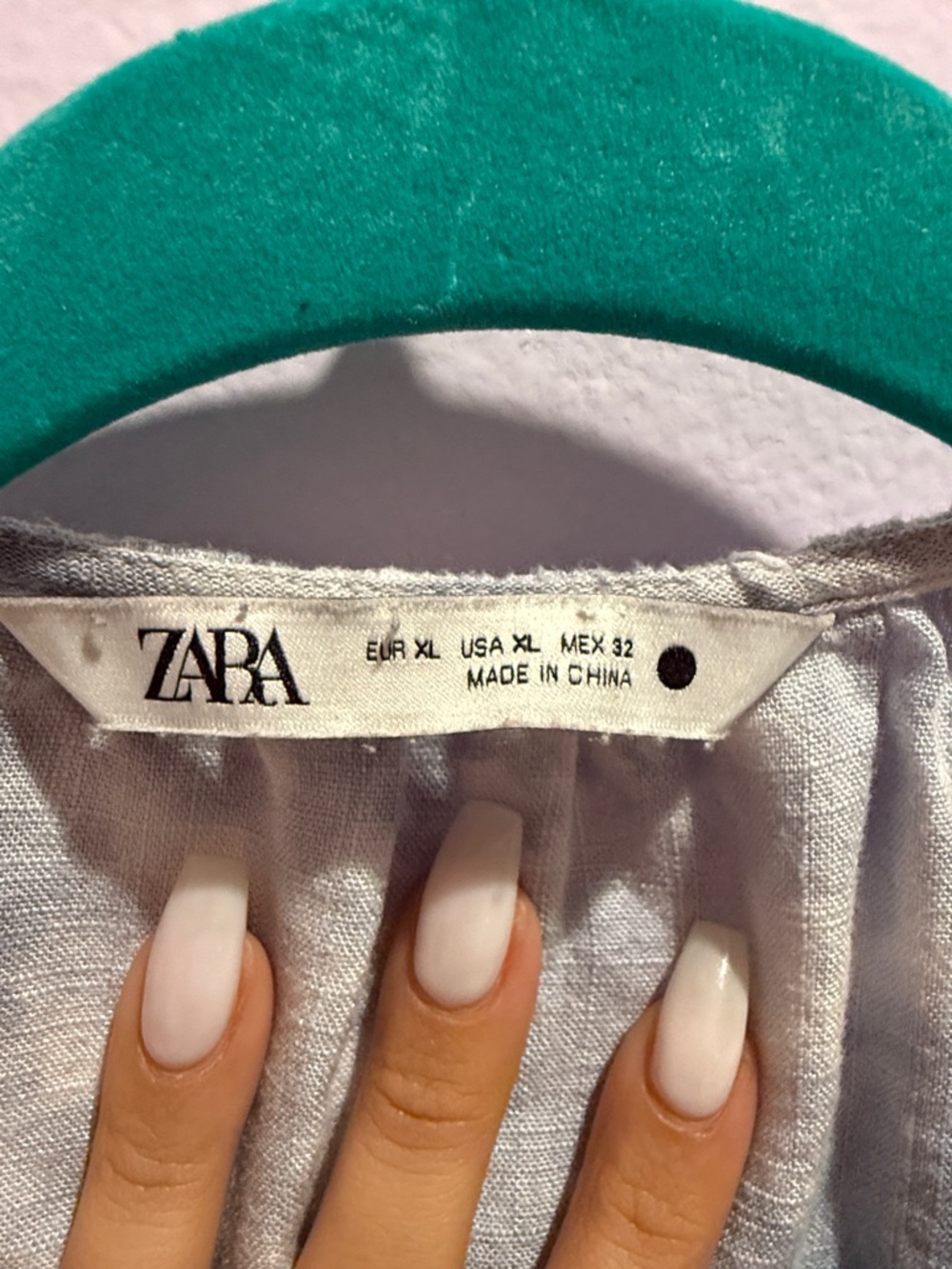 Zara Light Blue and White Tie-Dye Button-Front Maxi Dress - Picture 3 of 4